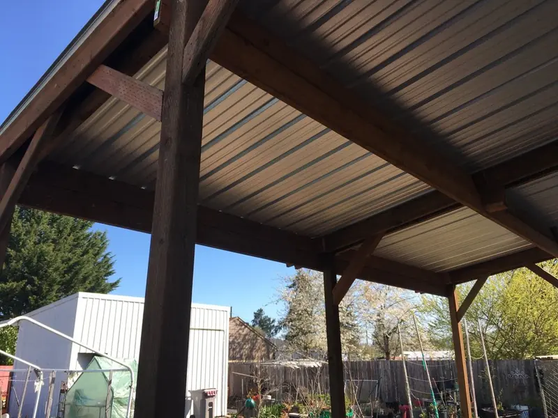 Patio cover construction with painted underside, Albany OR